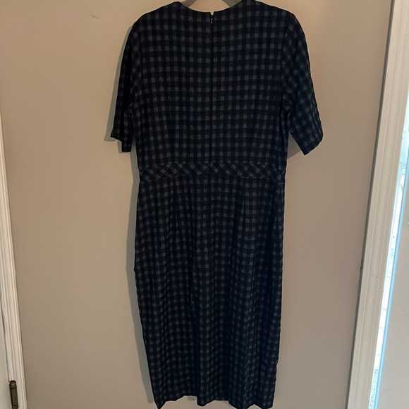 Banana republic bistretch blue and red gingham sheath midi dress 14 tall - Picture 8 of 9